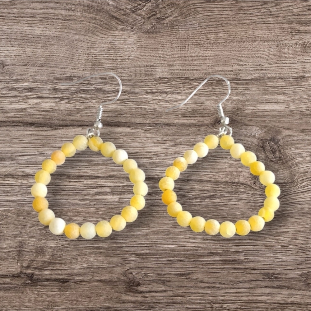 Yellow Dragons Veins Agate Beaded Earrings